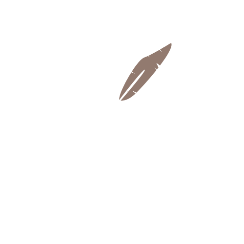 A figure eight with a quill pen as if drawing it.
